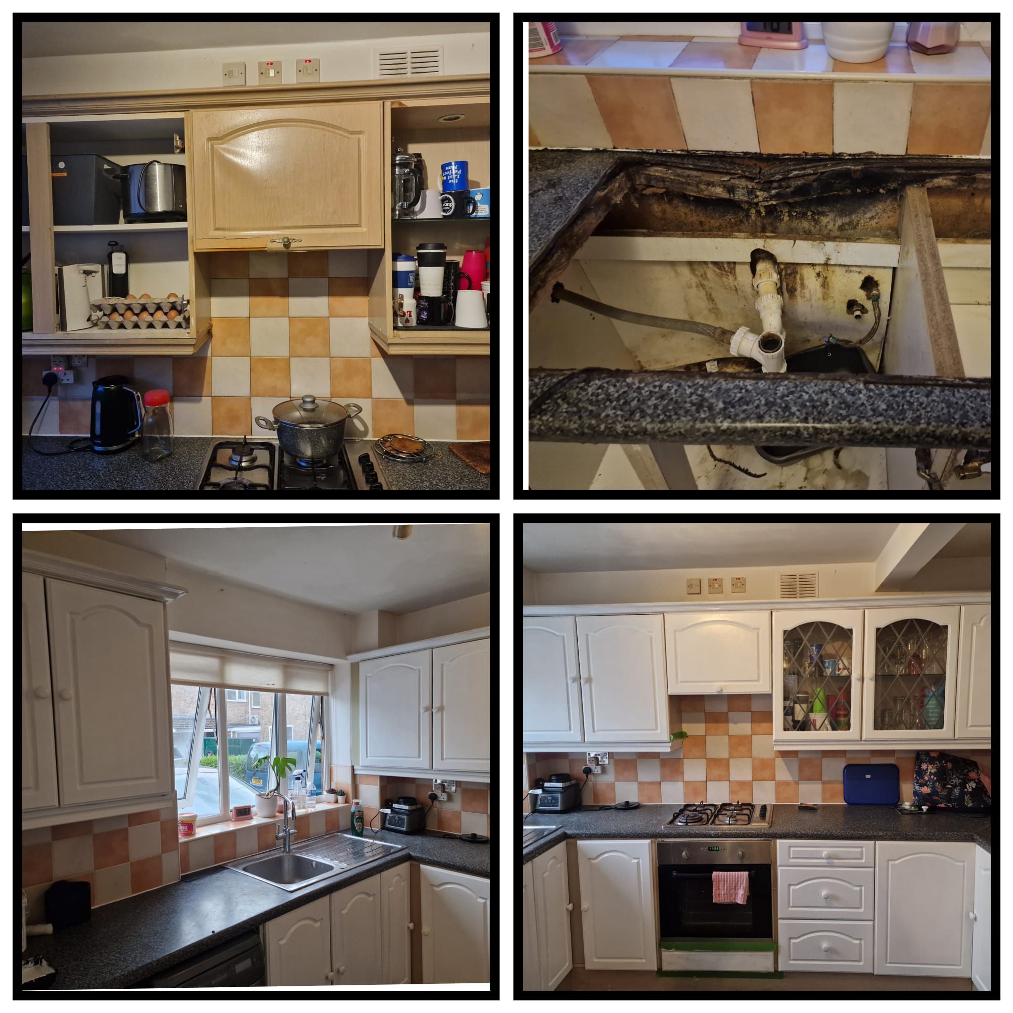 Before and after kitchen installation comparison